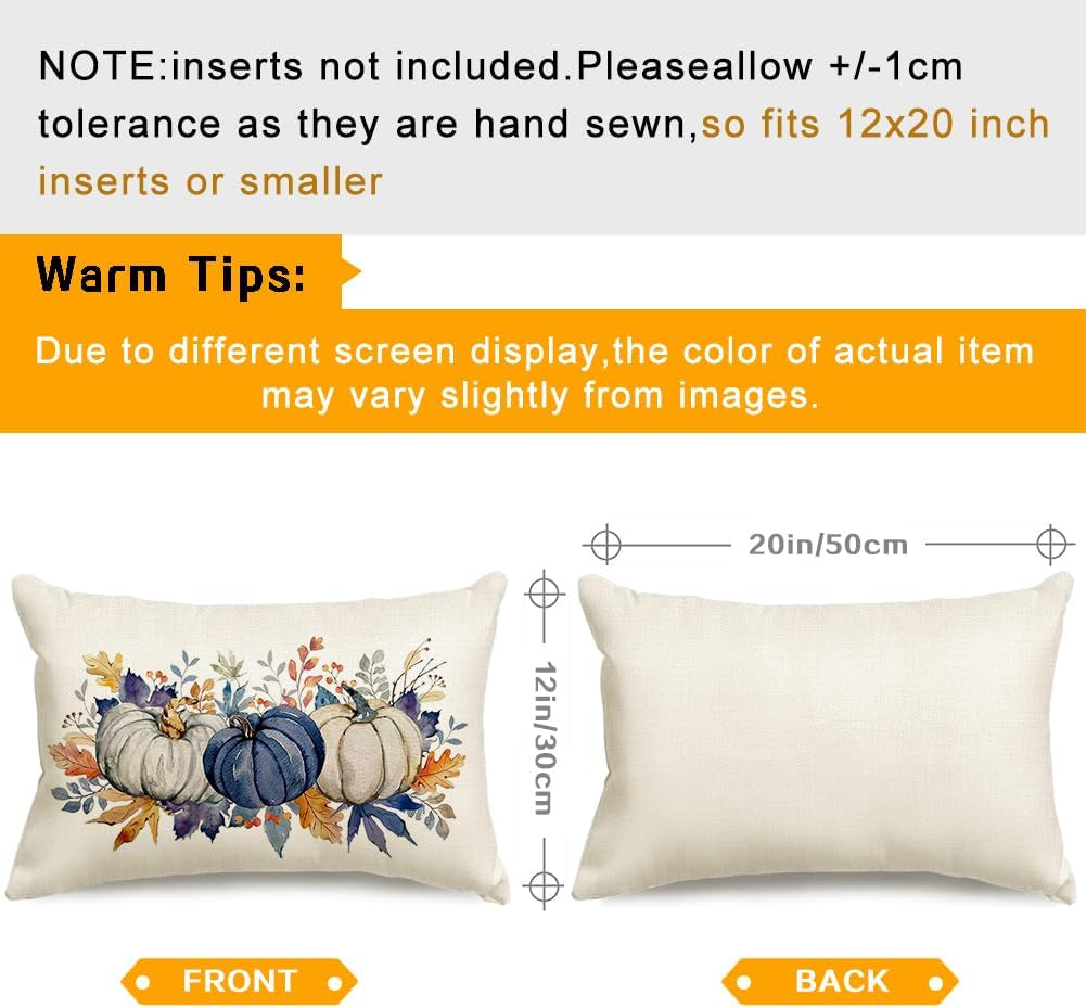Blue Pumpkins Outdoor Pillow Cover, 12×20 – view 8