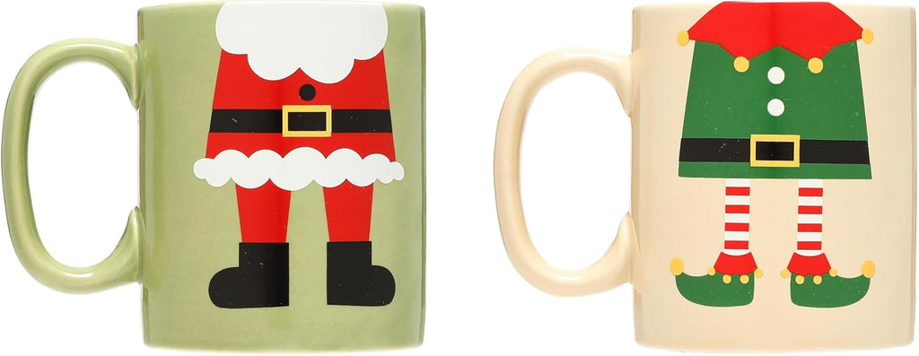 Matching Christmas Mugs, Holiday Santa and Elf Mug Set