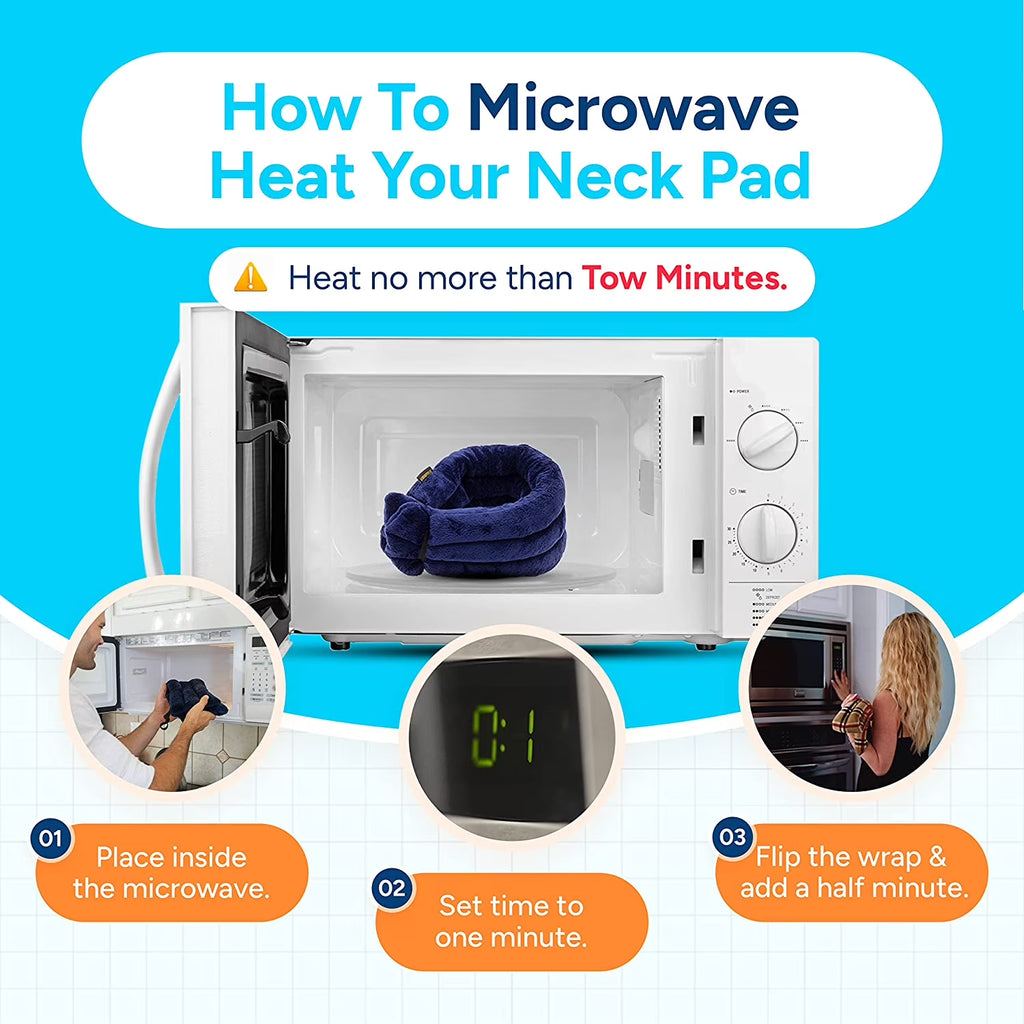 Weighted Microwave Heating Pad, 26X6 Inches, Moist Hot/Cold Neck and Shoulder Wrap with Plush Cover, Blue