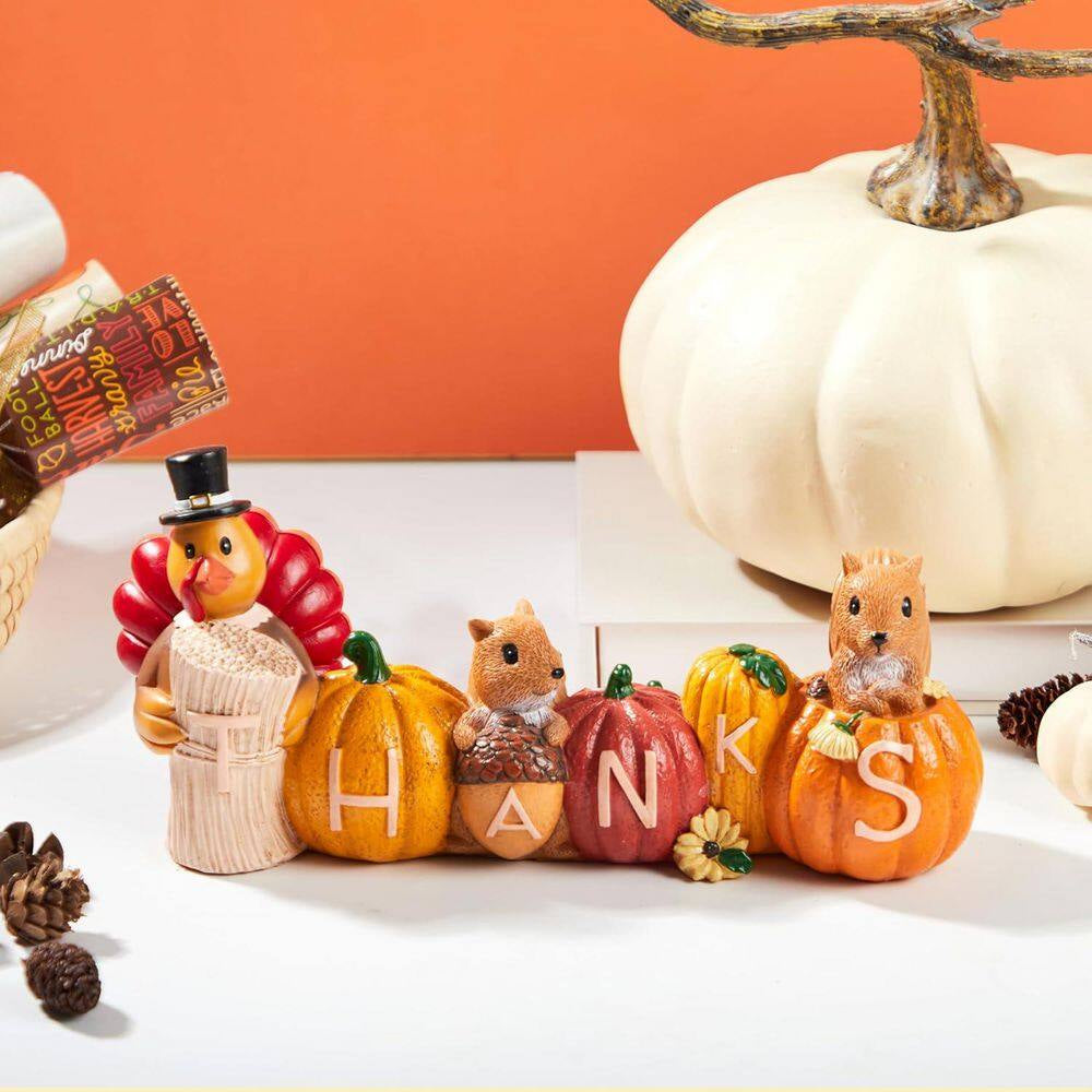 Thanksgiving Pumpkin Turkey Figurine Tabletop