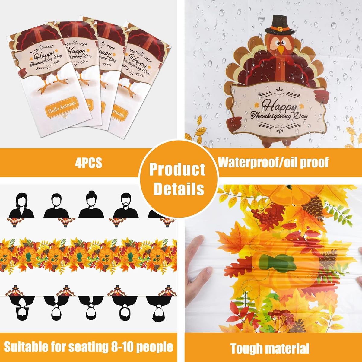 2 Pack Thanksgiving Tablecloth Disposable - Fall Party Supplies for Thanksgiving Table Decor | Friendsgiving Party Decorations | Thanksgiving Decorations 54" X 108"