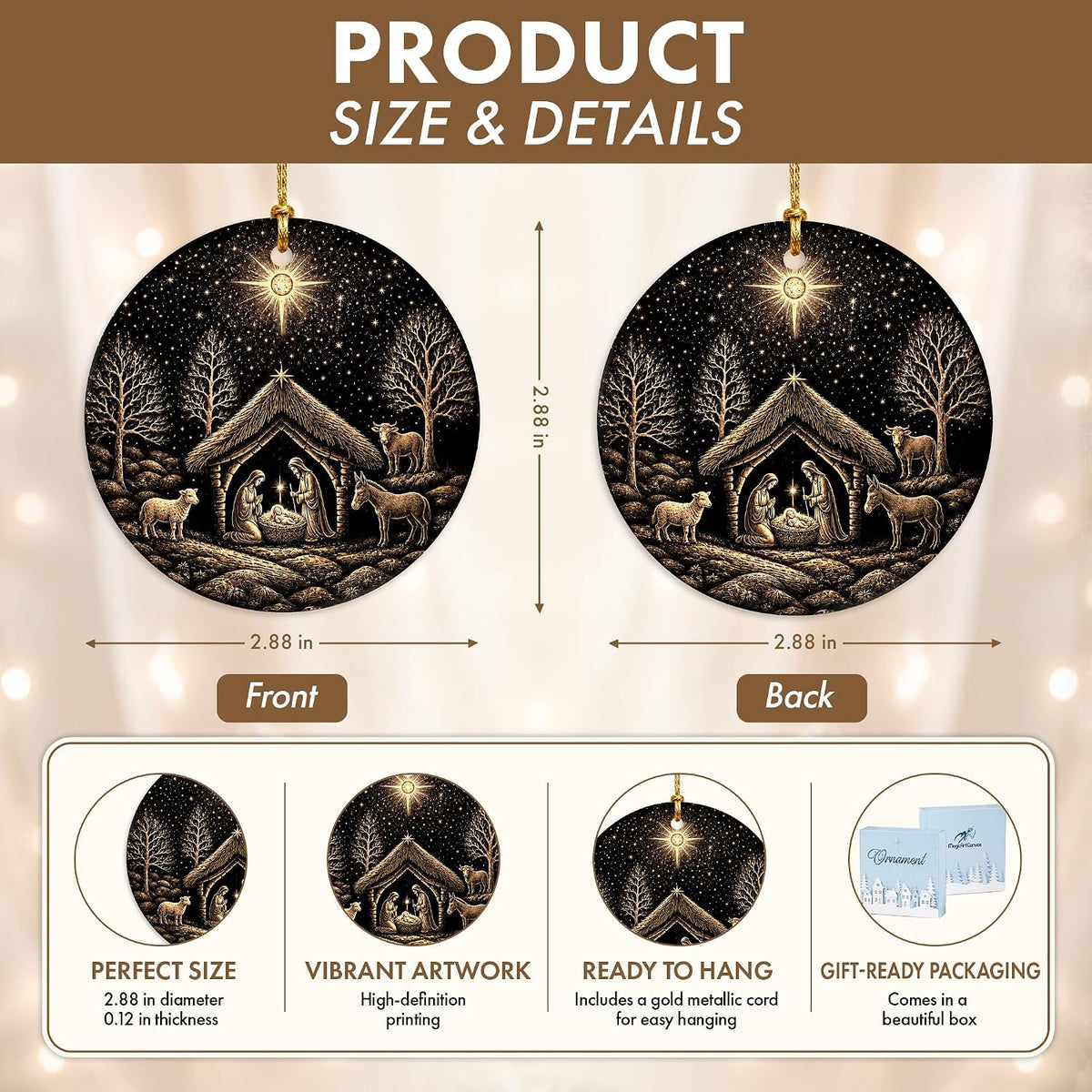 Nativity Scene Ceramic Ornament – view 5