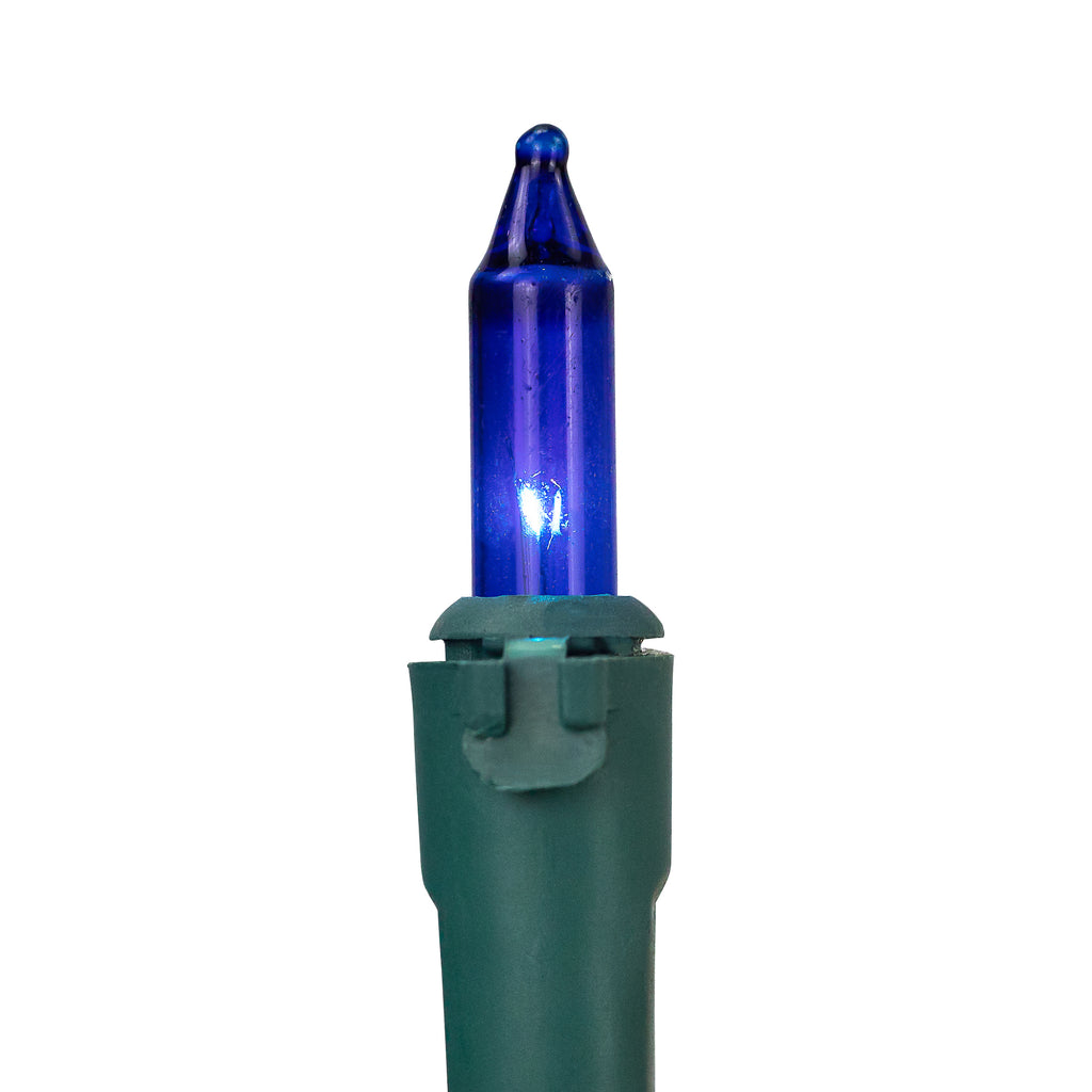 Mini Incandescent Christmas Lights, Blue & Clear, 100 Count, Green Wire – view 4