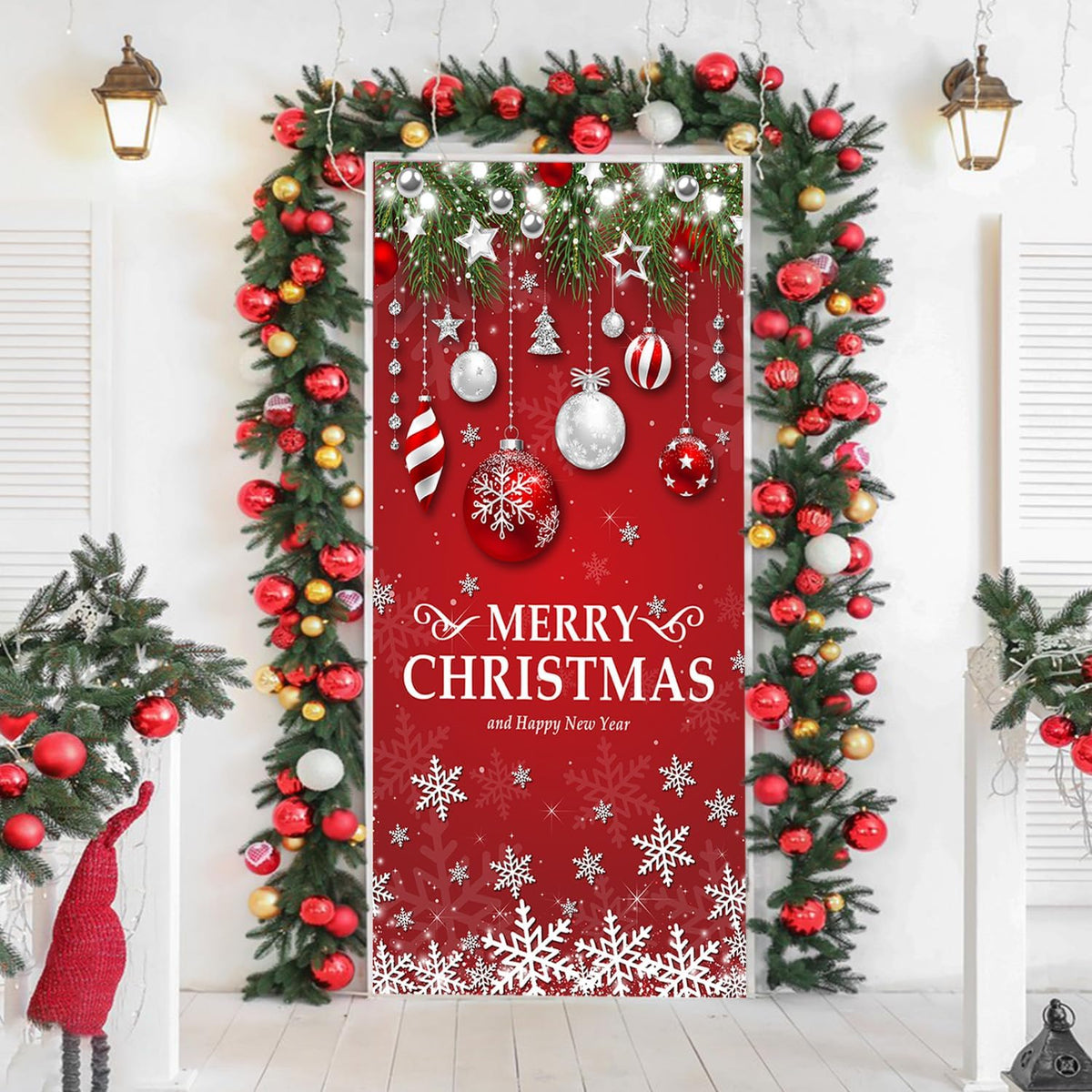 Retro Merry Christmas Door Cover, 71×35" – view 3