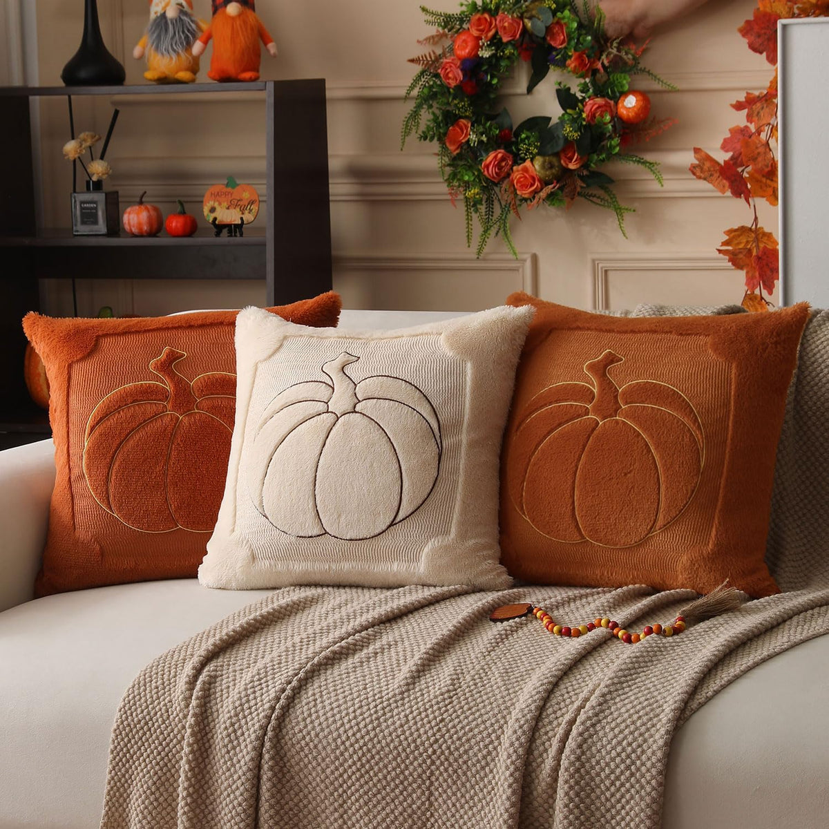 Rust Pumpkin Pillow Covers, 18×18, Set of 2 – view 5