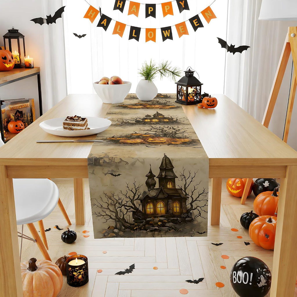 Halloween Party Decorations - Pumpkin Castle Table Runner