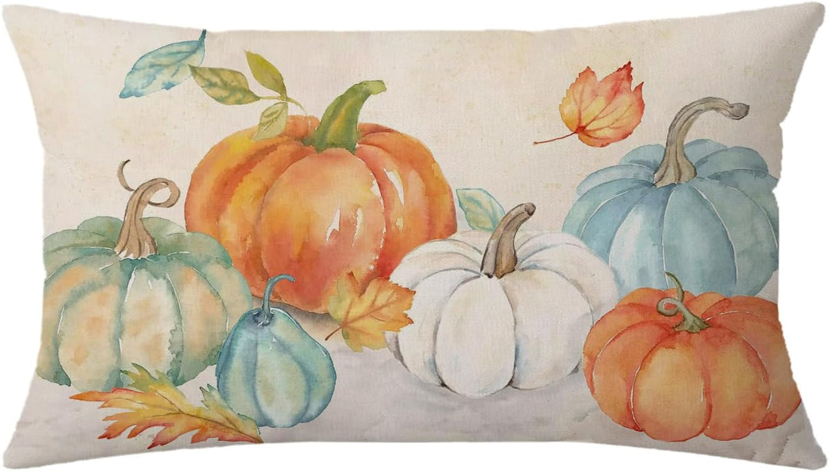 Fall Pumpkins Lumbar Pillow Cover, 12×20