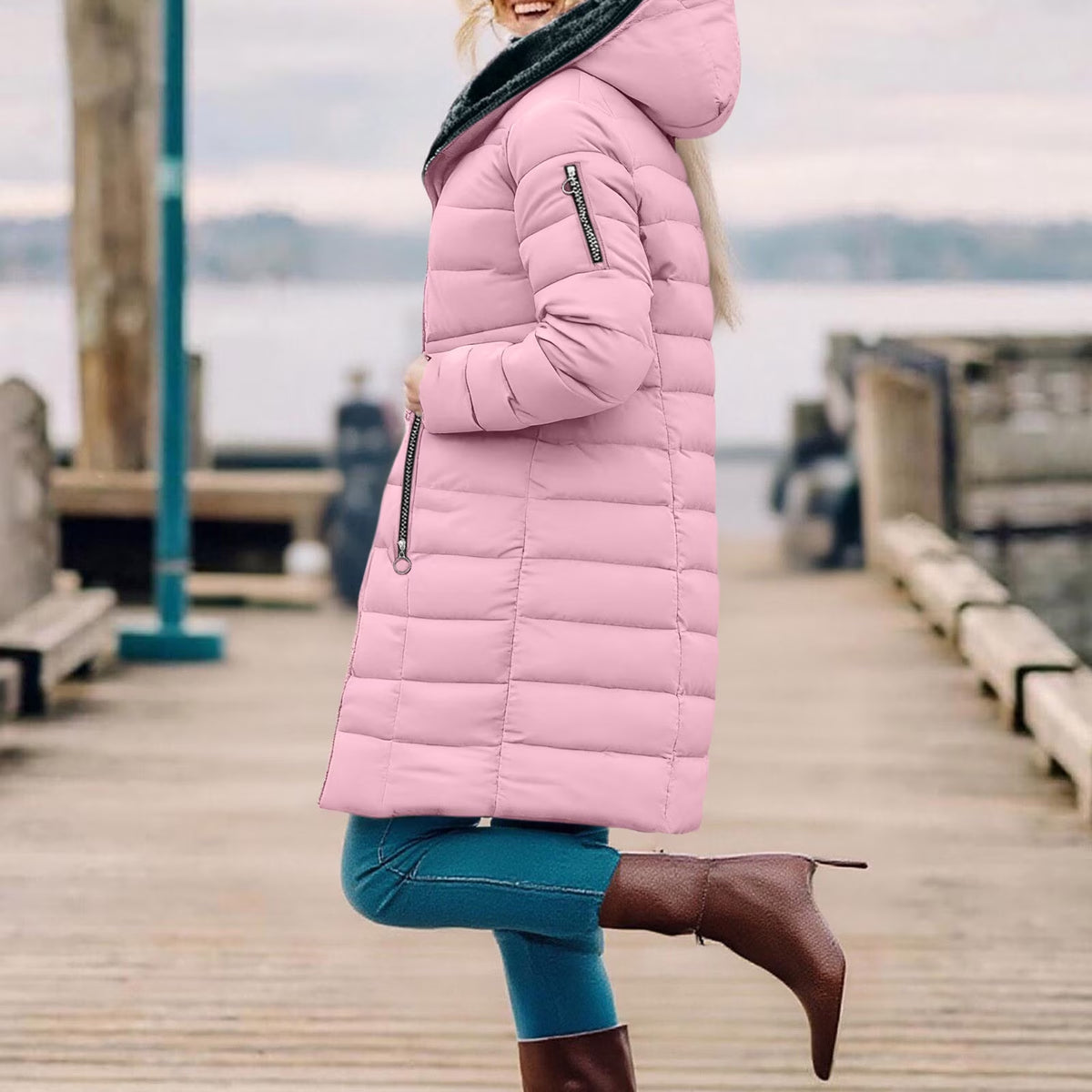 Women's Long Quilted Puffer Coat – view 4