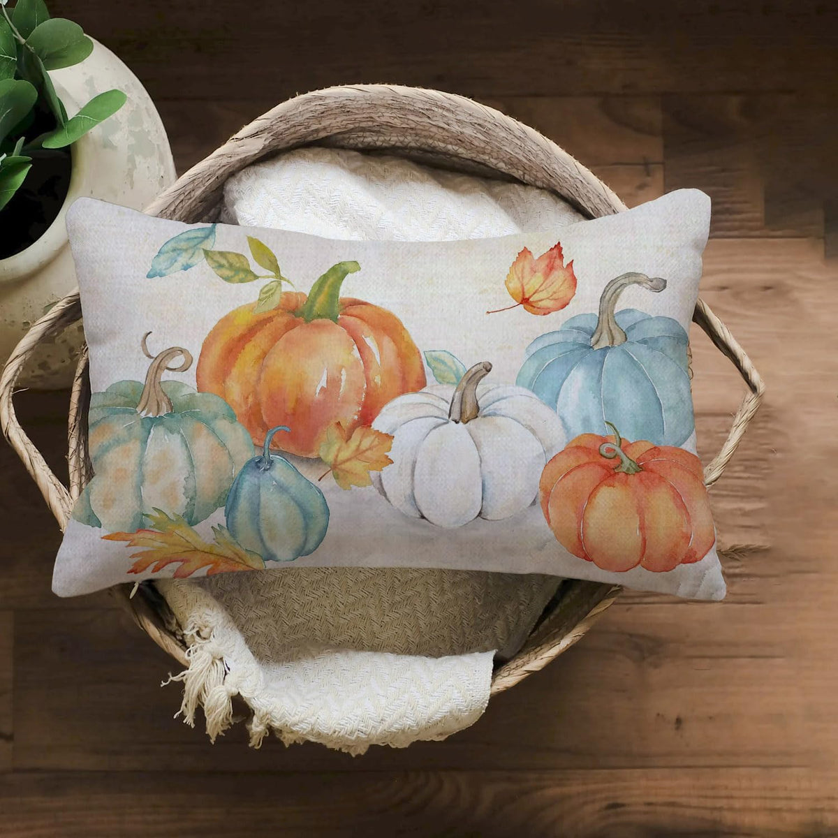 Fall Pumpkins Lumbar Pillow Cover, 12×20