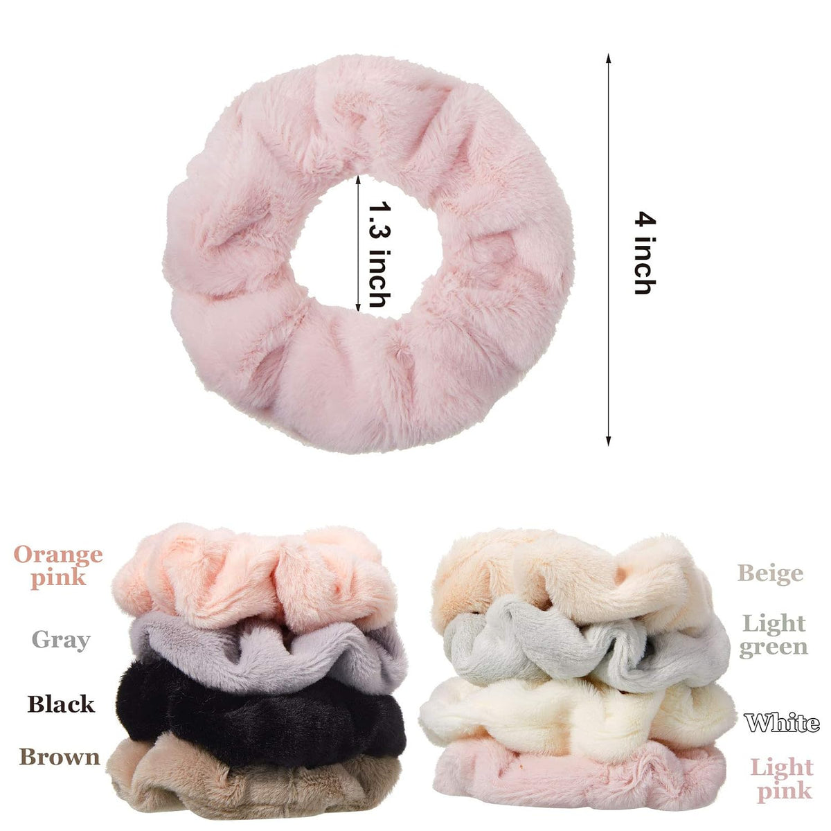 8 Pieces Towel Fluffy Scrunchies Soft Thick Fuzzy Scrunchy Ponytail Holder Hair Ties for Wet and Dry Hair