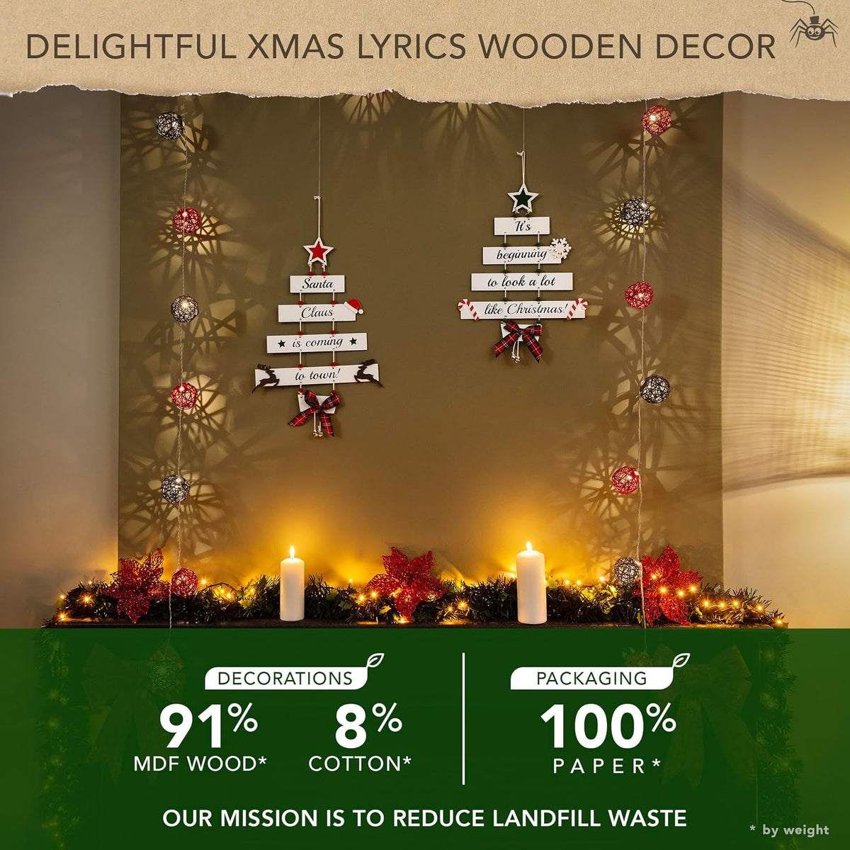 Wooden Hanging Christmas Lyric Decorations – view 4