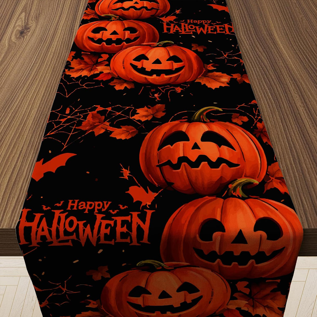 Halloween Party Decorations - Happy Halloween Pumpkin Table Runner
