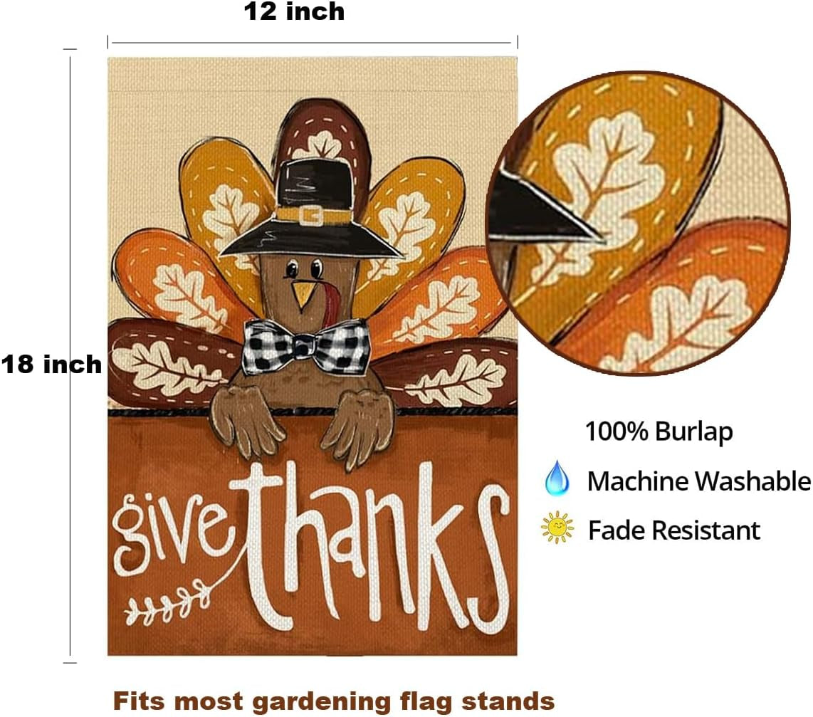 Thanksgiving Garden Flag Outdoor Decoration, Courtyard Double Sided Turkey House Flag, Used for Thanksgiving Decoration