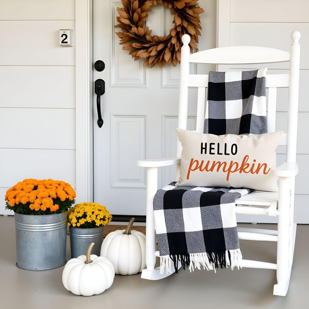 Cream & Orange Fall Pillow Cover, 12×20
