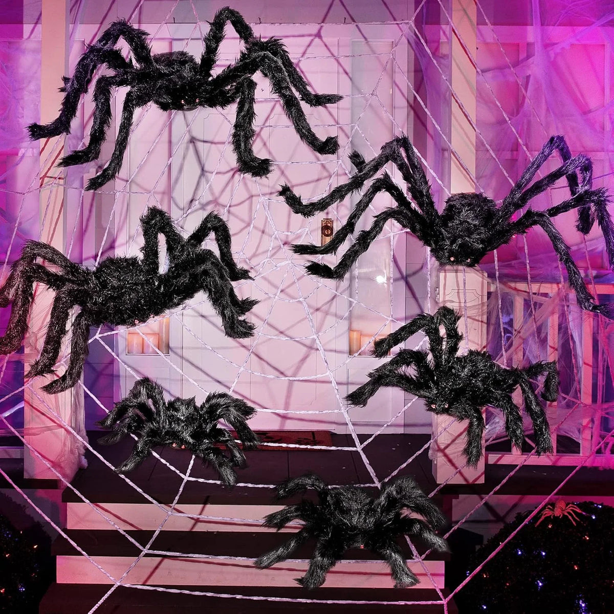 6 Pack Giant Spider Halloween Decorations,Scary Spider Halloween Decorations Outdoor Party Decorations Props Halloween Yard Decorations,Black