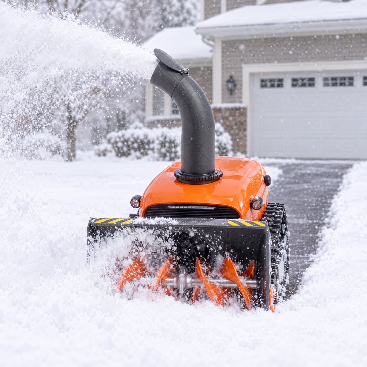 SnowBlaze clearing deep snow on a driveway